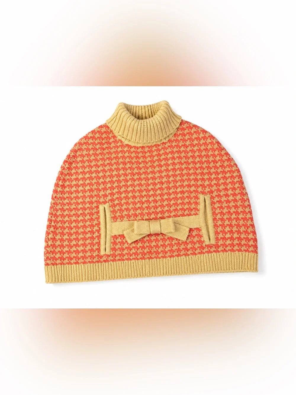 Janie and Jack Beige and Coral Knit Sweater Cape. Size 6-12 Months. Great Cond.
